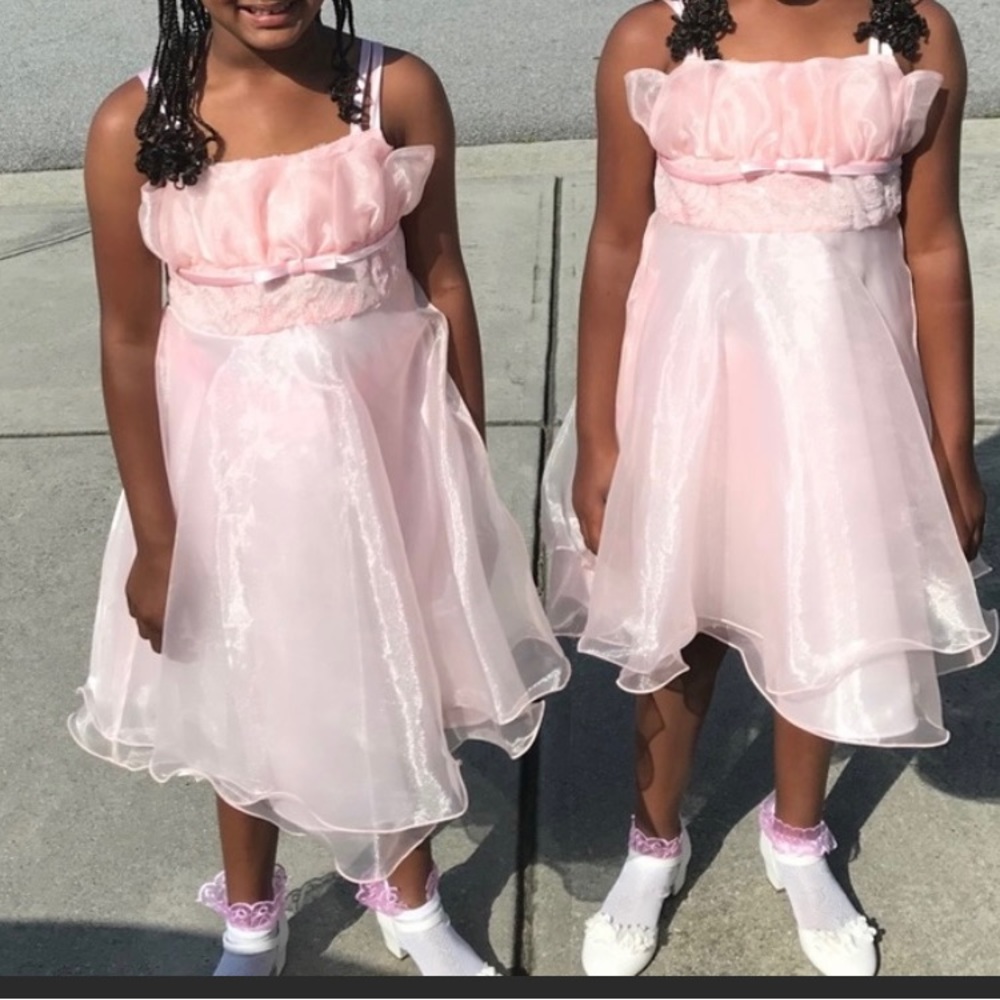 Girls Pink formal dress with straps